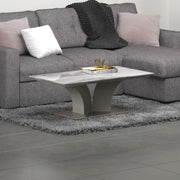 Napoli Coffee Table - Grey Marble-Look Geometric Base-DECOROLALA