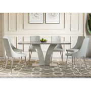 Napoli Devo 7-Piece Dining Set - Marble-Look & Faux Leather-DECOROLALA