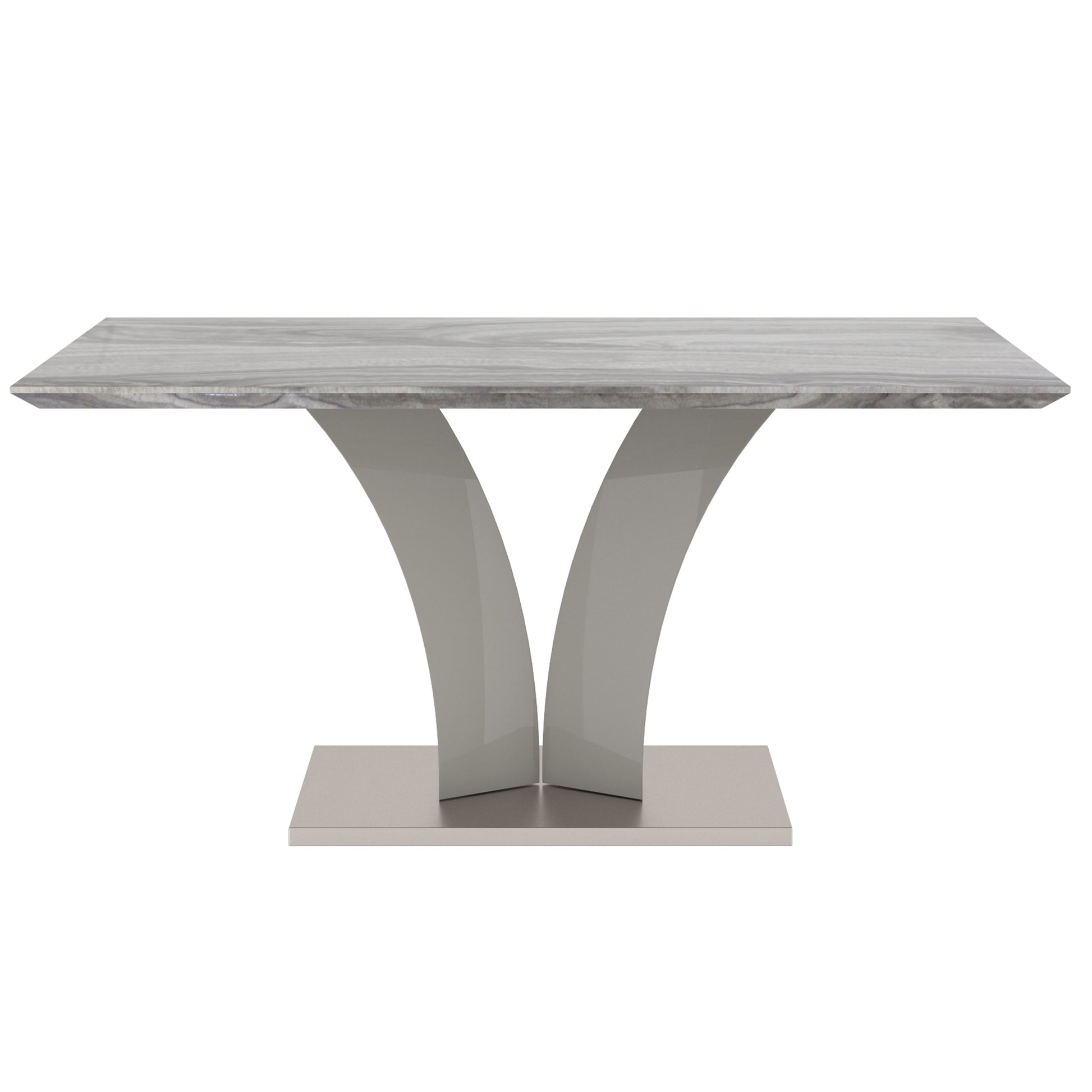 Napoli Dining Table - Grey Marble-Look Modern Geometric Base-DECOROLALA