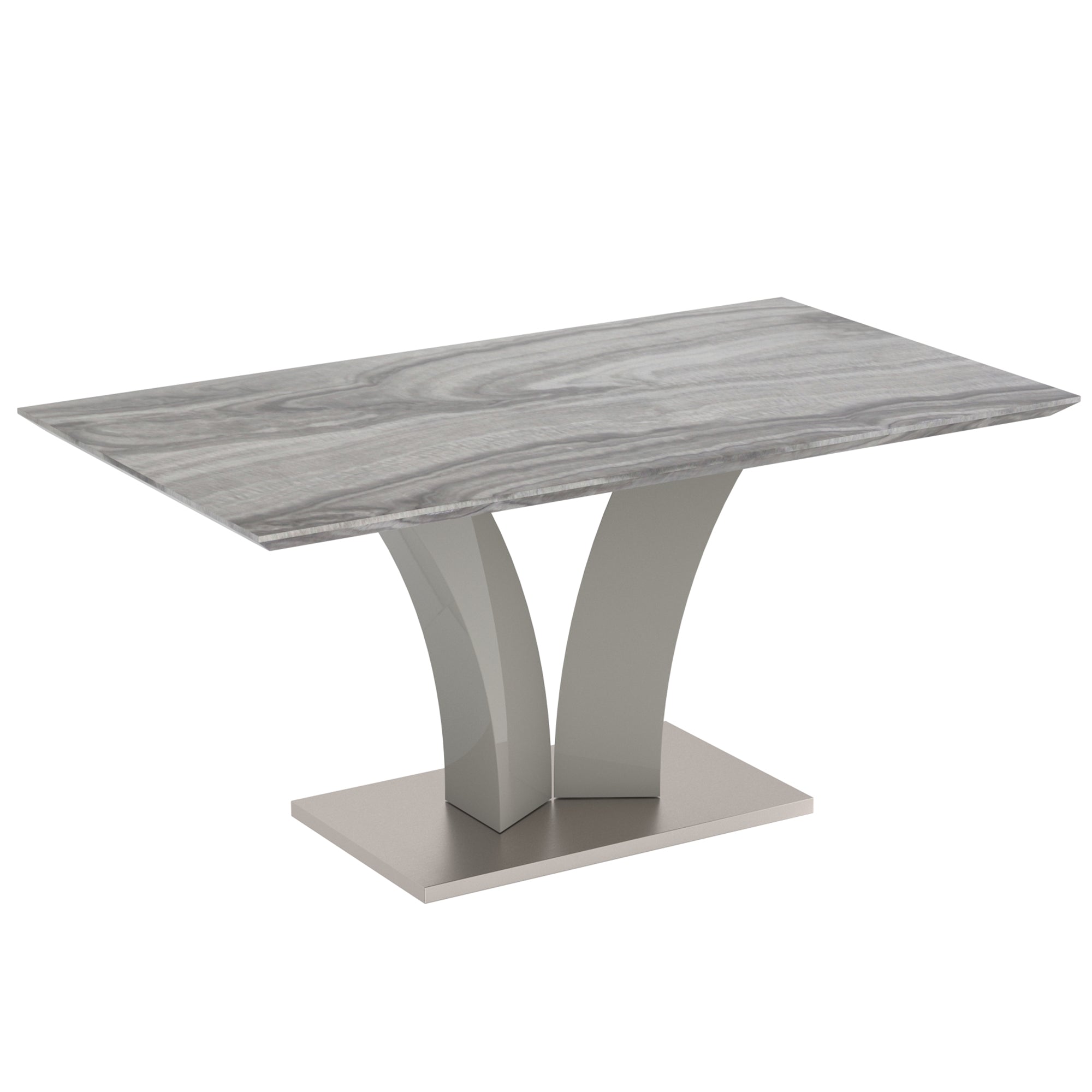 Napoli Dining Table - Grey Marble-Look Modern Geometric Base-DECOROLALA
