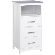 Narrow Bathroom Floor Cabinet - 3 Drawers White MDF-Home Furnishings > Bedding & Bath > Bathroom Cabinets > Freestanding Bathroom Cabinets-DECOROLALA
