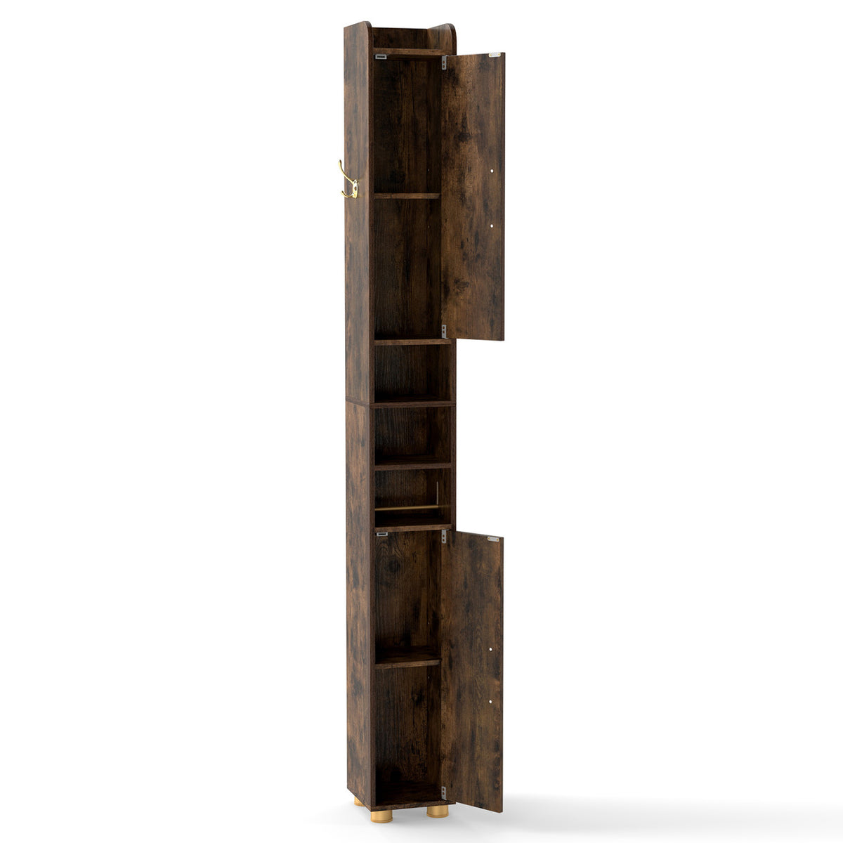Narrow Bathroom Storage Cabinet 69.5" Tall - Rustic Brown-Floor Cabinets-DECOROLALA