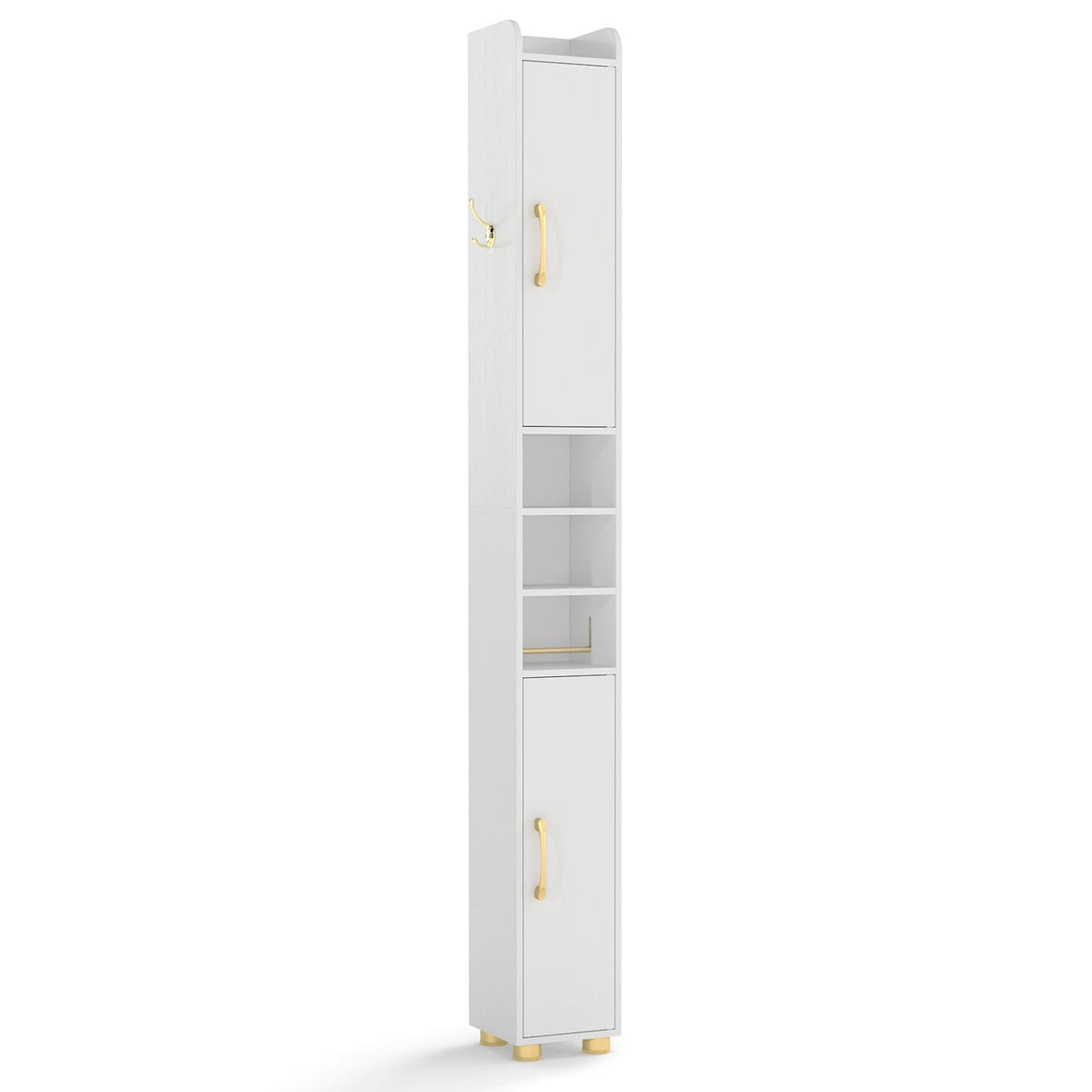 Narrow Bathroom Storage Cabinet - 69.5" Tall Slim White Cabinet-Bathroom Floor Cabinets-DECOROLALA