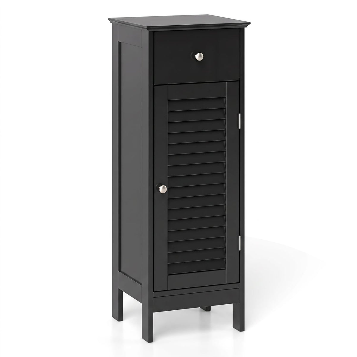 Narrow Bathroom Storage Cabinet - Black 34.5" Slim Floor Unit-Floor Cabinets-DECOROLALA