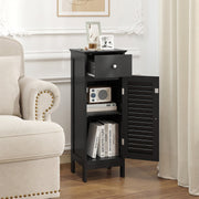 Narrow Bathroom Storage Cabinet - Black 34.5" Slim Floor Unit-Floor Cabinets-DECOROLALA