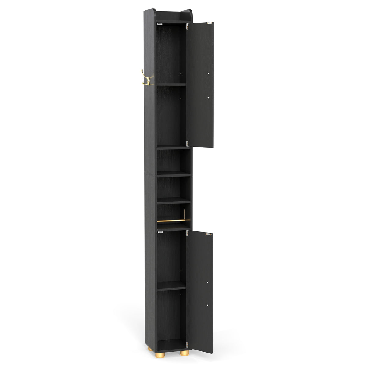 Narrow Bathroom Storage Cabinet - Black 70" Slim Tall Floor Shelf-Floor Cabinets-DECOROLALA