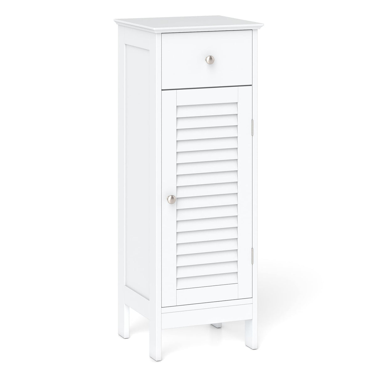 Narrow Bathroom Storage Cabinet - White 13" Slim Floor Organizer-Floor Cabinets-DECOROLALA