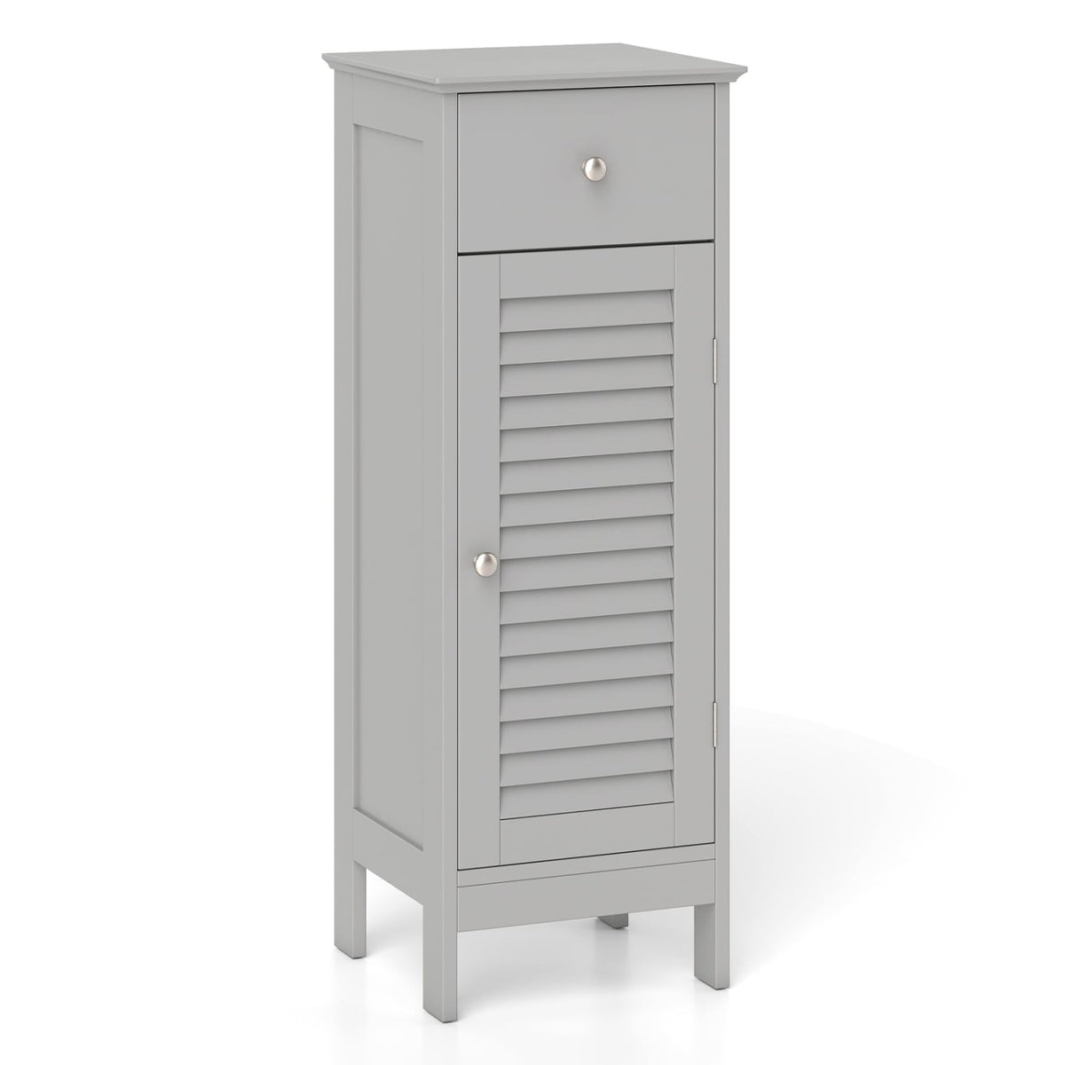 Narrow Bathroom Storage Cabinet with Drawer - Gray 34.5"H-Bathroom Floor Cabinets-DECOROLALA