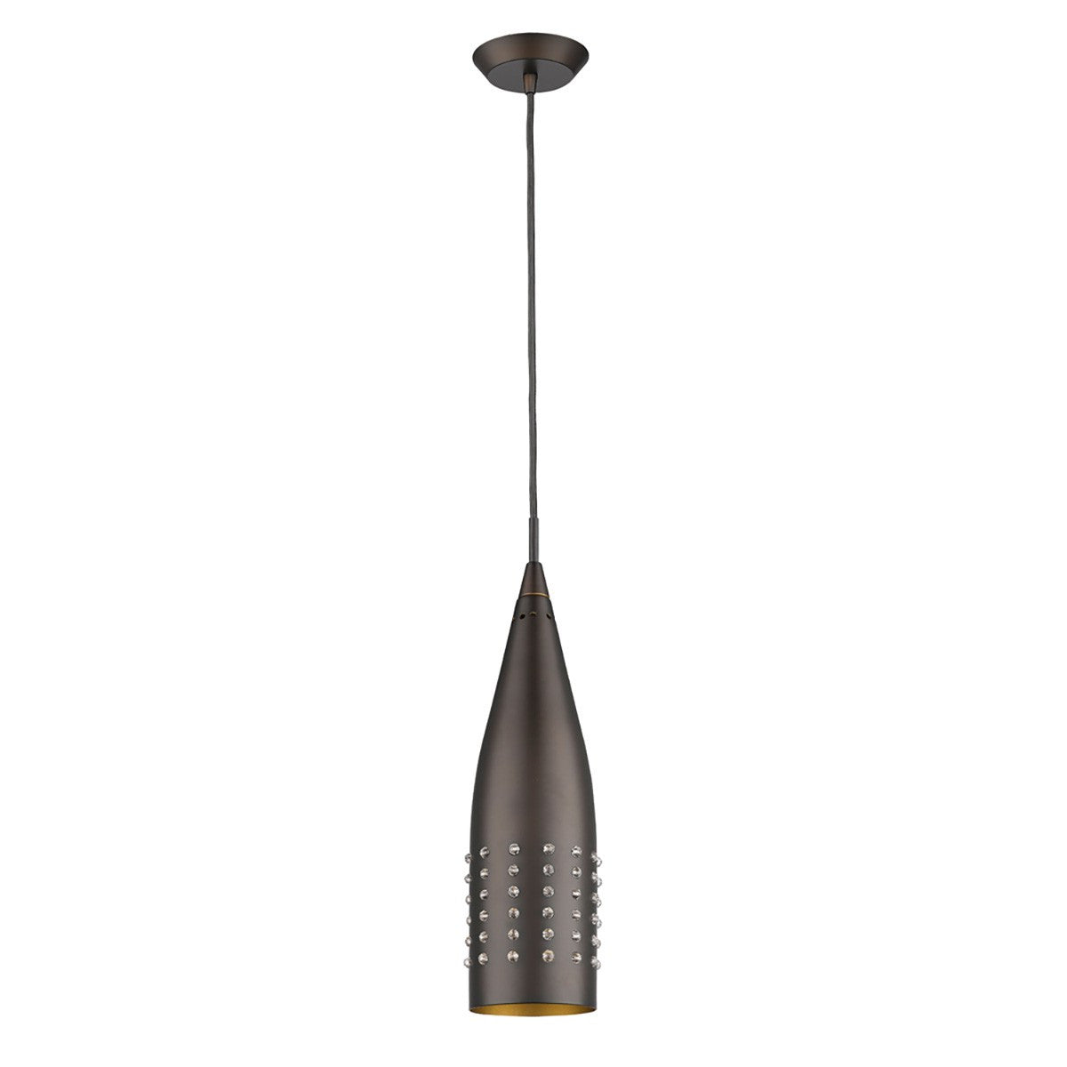 Narrow Bronze Hanging Light with Glass Studs-Chandeliers-DECOROLALA