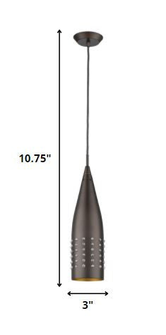 Narrow Bronze Hanging Light with Glass Studs-Chandeliers-DECOROLALA