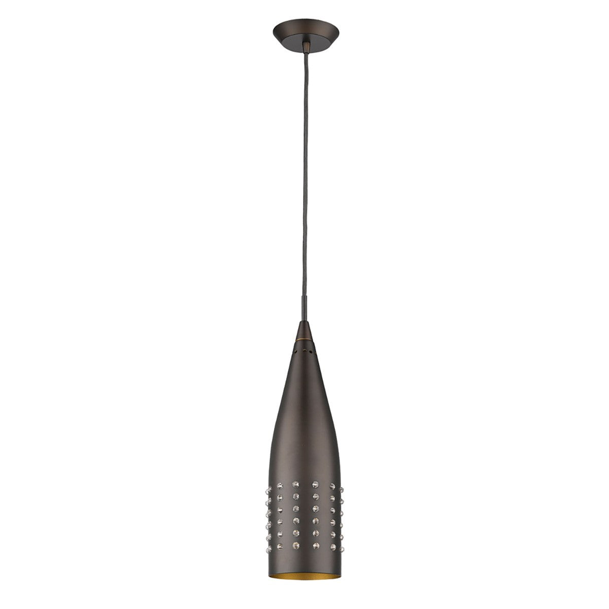 Narrow Bronze Hanging Light with Glass Studs-Chandeliers-DECOROLALA