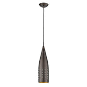 Narrow Bronze Hanging Light with Glass Studs-Chandeliers-DECOROLALA