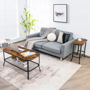 Narrow End Side Sofa Table with Rustic Tabletop-Rustic Brown-End & Side Tables-DECOROLALA