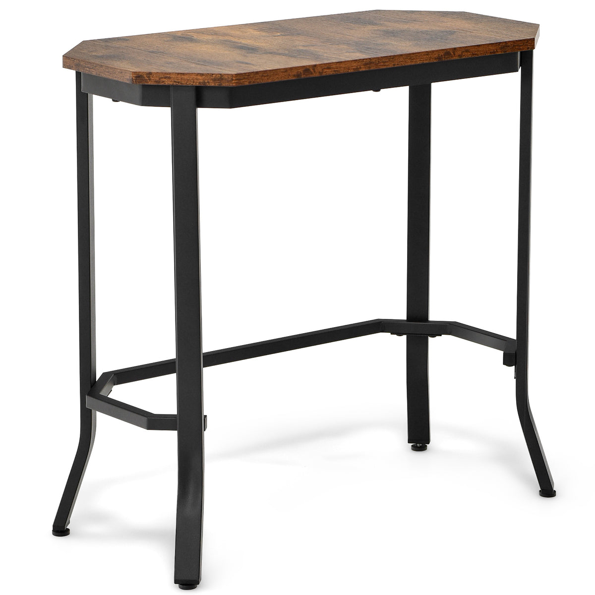 Narrow End Side Sofa Table with Rustic Tabletop-Rustic Brown-End & Side Tables-DECOROLALA