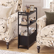 Narrow End Table with Storage Shelves and Metal Frame-Black-End & Side Tables-DECOROLALA