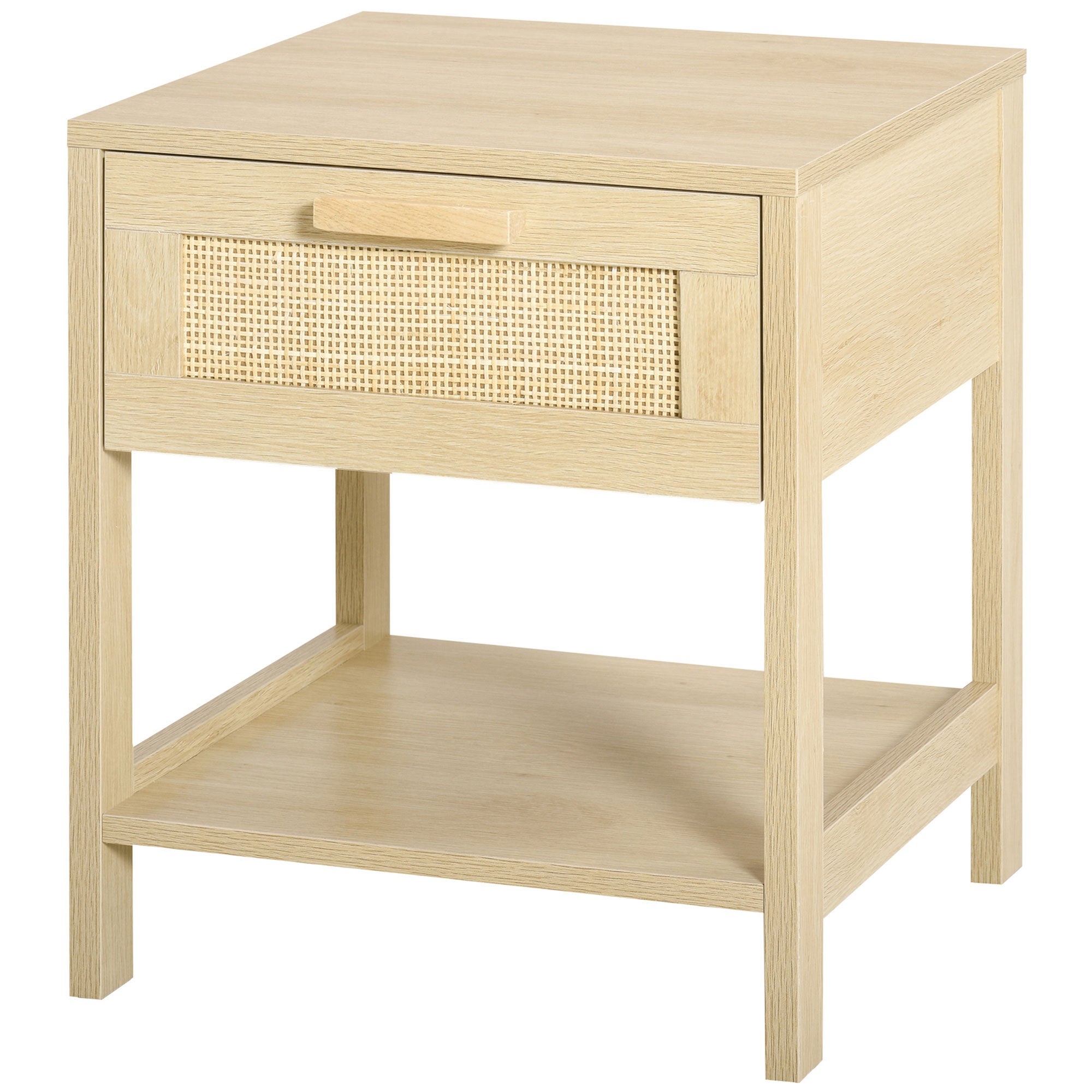Narrow Rattan Nightstand - Natural Bedside Table with Drawer-Home Furnishings > Bedroom Furniture > Bedside Tables-DECOROLALA