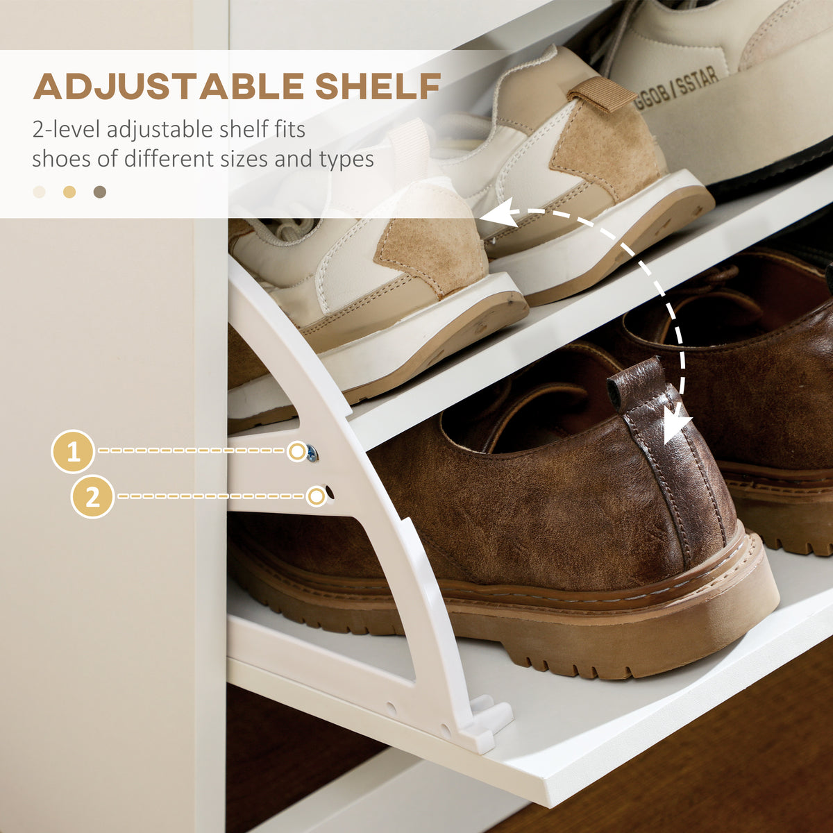 Narrow Shoe Cabinet - 2 Flip Drawers 12-Pair White-Home Furnishings > Storage & Organization > Shoe Storage Cabinets & Racks-DECOROLALA