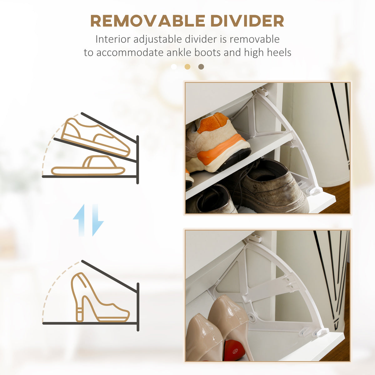 Narrow Shoe Cabinet - 2 Flip Drawers 12-Pair White-Home Furnishings > Storage & Organization > Shoe Storage Cabinets & Racks-DECOROLALA