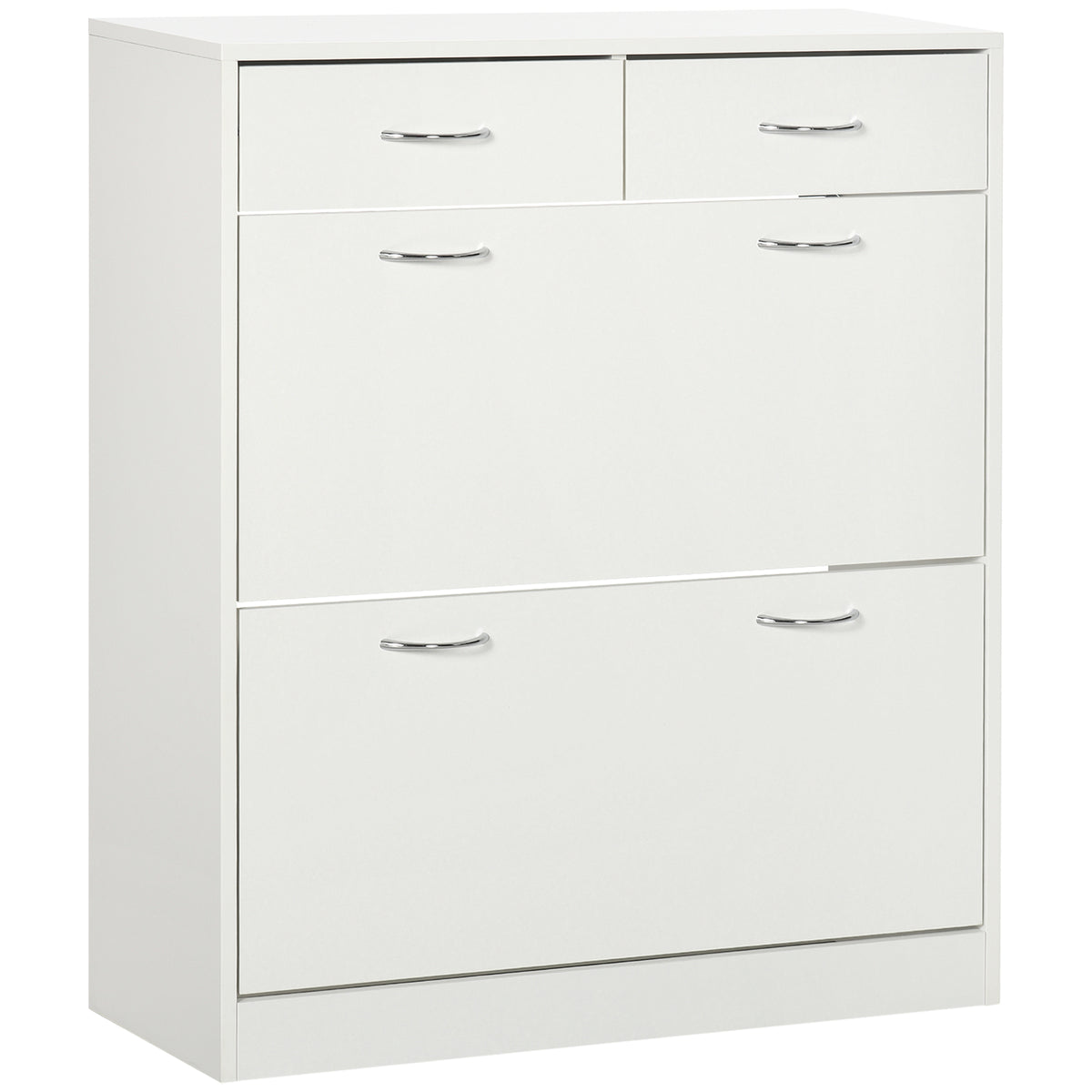 Narrow Shoe Cabinet - 2 Flip Drawers 12-Pair White-Home Furnishings > Storage & Organization > Shoe Storage Cabinets & Racks-DECOROLALA