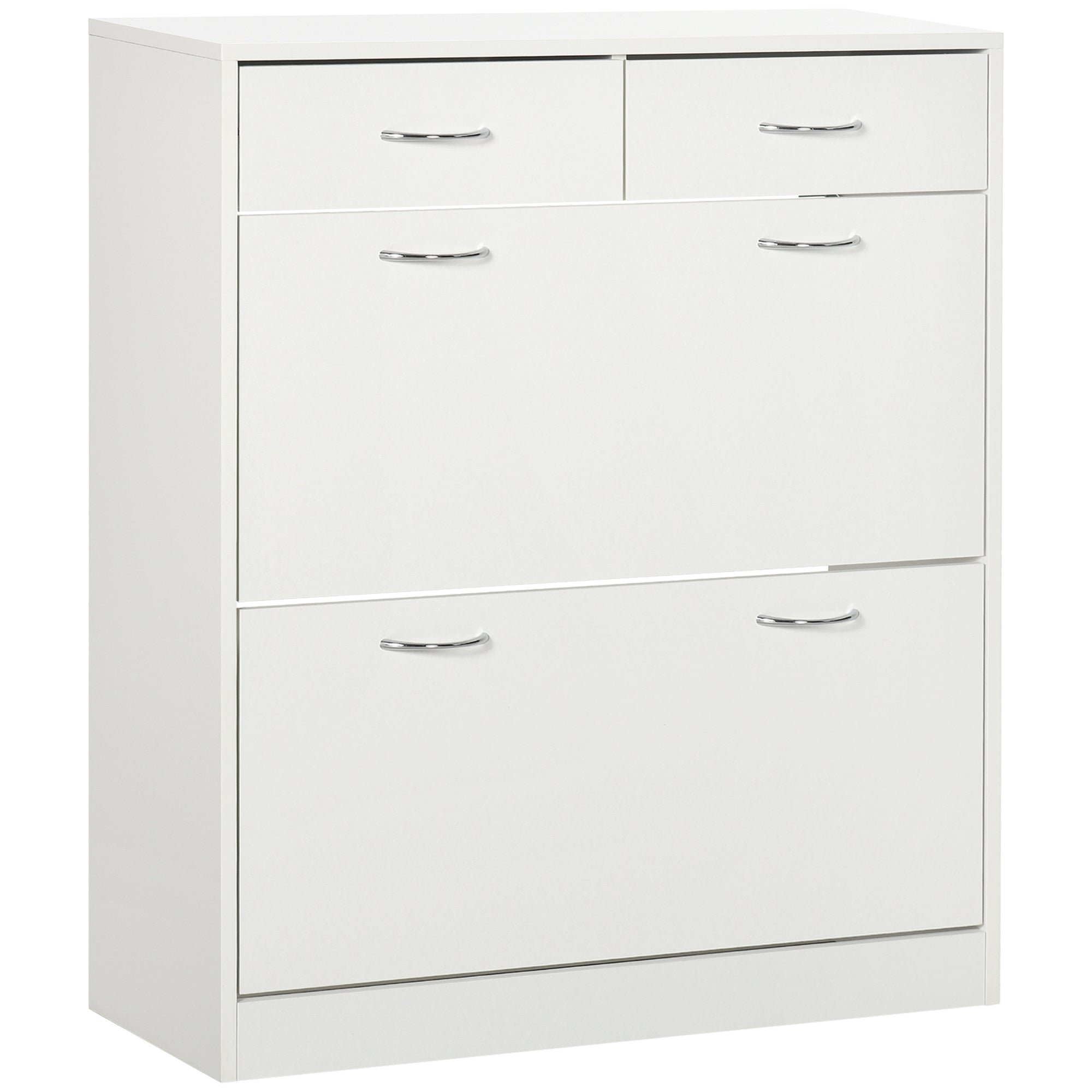 Narrow Shoe Cabinet - 2 Flip Drawers 12-Pair White-Home Furnishings > Storage & Organization > Shoe Storage Cabinets & Racks-DECOROLALA