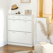 Narrow Shoe Cabinet - 2 Flip Drawers 12-Pair White-Shoe Storage Cabinets-DECOROLALA