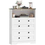 Narrow Shoe Cabinet - 2 Flip Drawers White Farmhouse Style-Home Furnishings > Storage & Organization > Shoe Storage Cabinets & Racks-DECOROLALA