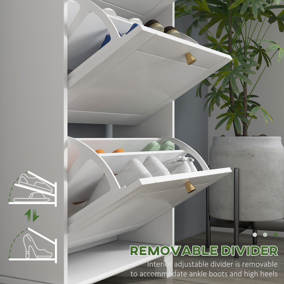Narrow Shoe Cabinet - 3 Flip Drawers 12-Pair White-Home Furnishings > Storage & Organization > Shoe Storage Cabinets & Racks-DECOROLALA