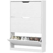 Narrow Shoe Cabinet - 3 Flip Drawers - 31.5" W White-Home Furnishings > Storage & Organization > Shoe Storage Cabinets & Racks-DECOROLALA