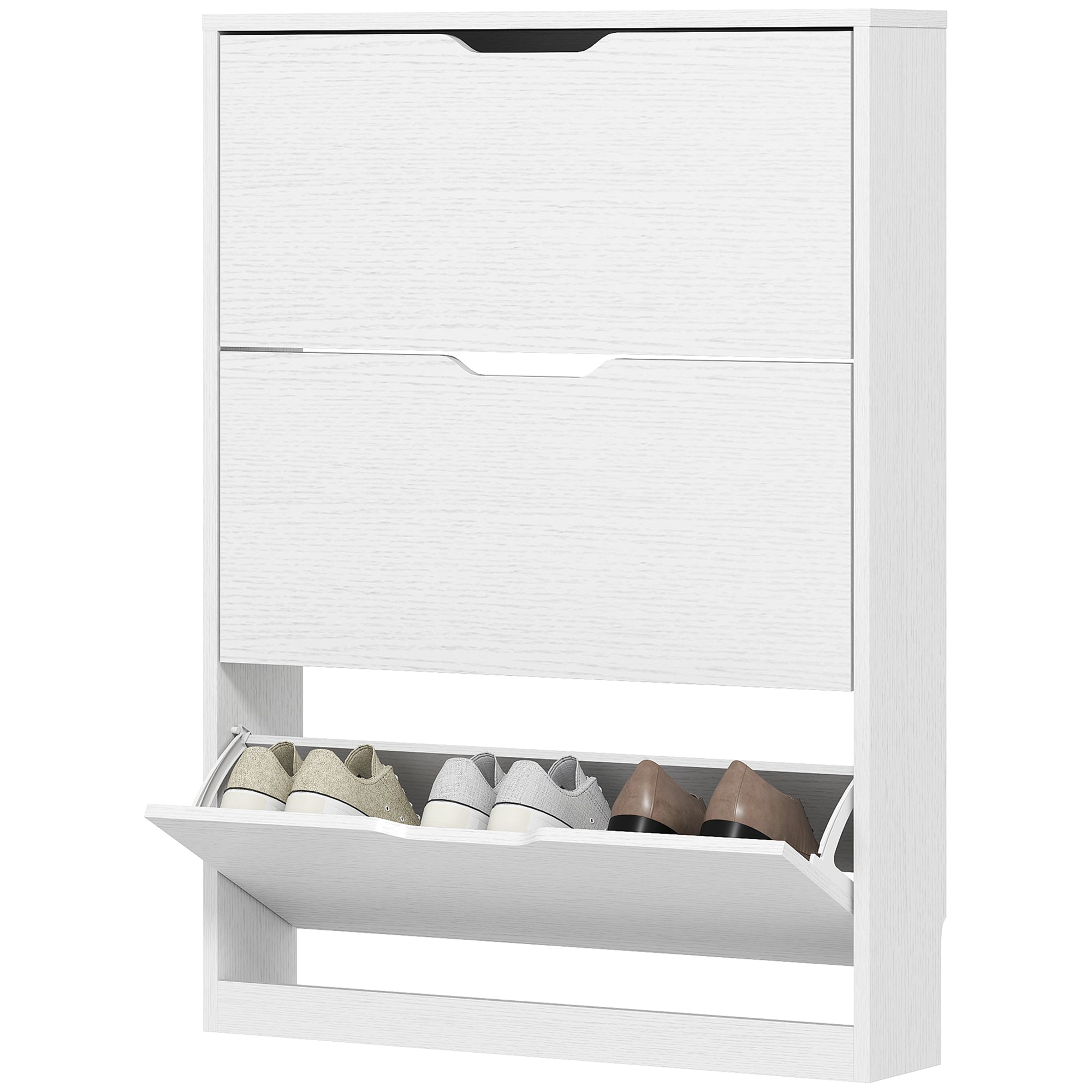 Narrow Shoe Cabinet - 3 Flip Drawers - 31.5" W White-Home Furnishings > Storage & Organization > Shoe Storage Cabinets & Racks-DECOROLALA