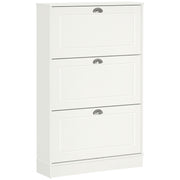 Narrow Shoe Cabinet - 3 Flip Drawers White 30" W-Home Furnishings > Storage & Organization > Shoe Storage Cabinets & Racks-DECOROLALA