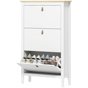 Narrow Shoe Cabinet - 3 Flip Drawers White 31.5"W-Home Furnishings > Storage & Organization > Shoe Storage Cabinets & Racks-DECOROLALA