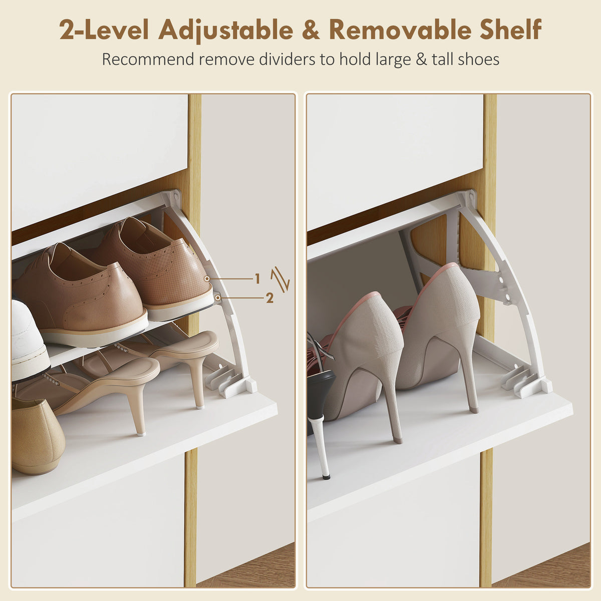 Narrow Shoe Cabinet - 3 Flip Drawers White High Gloss-Home Furnishings > Storage & Organization > Shoe Storage Cabinets & Racks-DECOROLALA