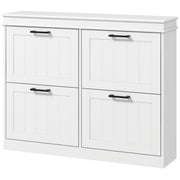 Narrow Shoe Cabinet - 4 Flip Drawers, 20-Pair White-Home Furnishings > Storage & Organization > Shoe Storage Cabinets & Racks-DECOROLALA
