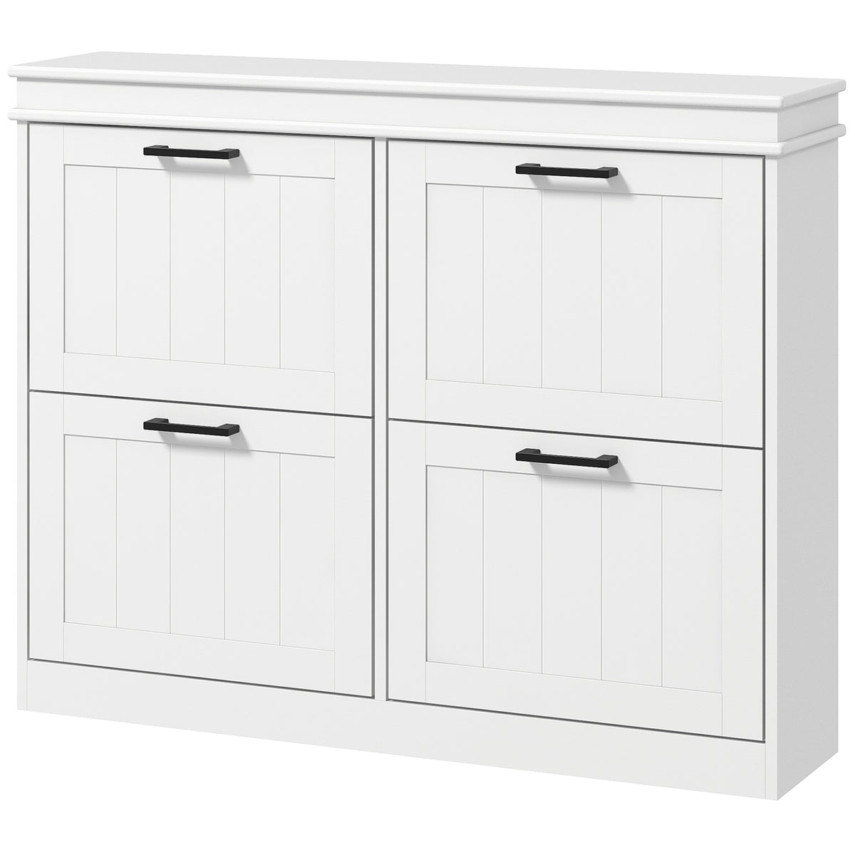 Narrow Shoe Cabinet - 4 Flip Drawers, 20-Pair White-Home Furnishings > Storage & Organization > Shoe Storage Cabinets & Racks-DECOROLALA