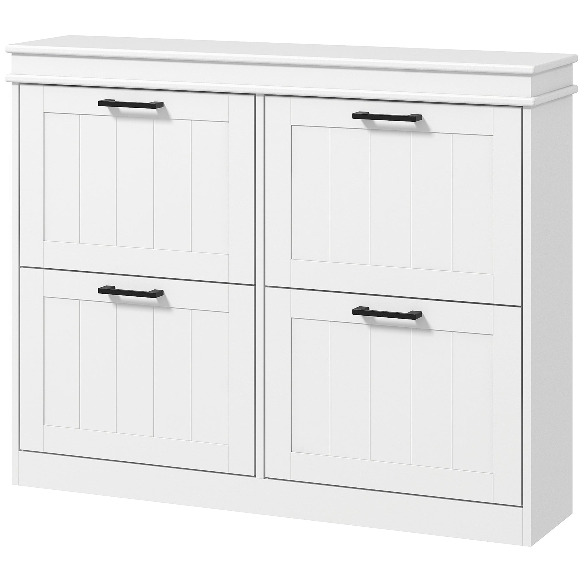 Narrow Shoe Cabinet - 4 Flip Drawers, 20-Pair White-Home Furnishings > Storage & Organization > Shoe Storage Cabinets & Racks-DECOROLALA