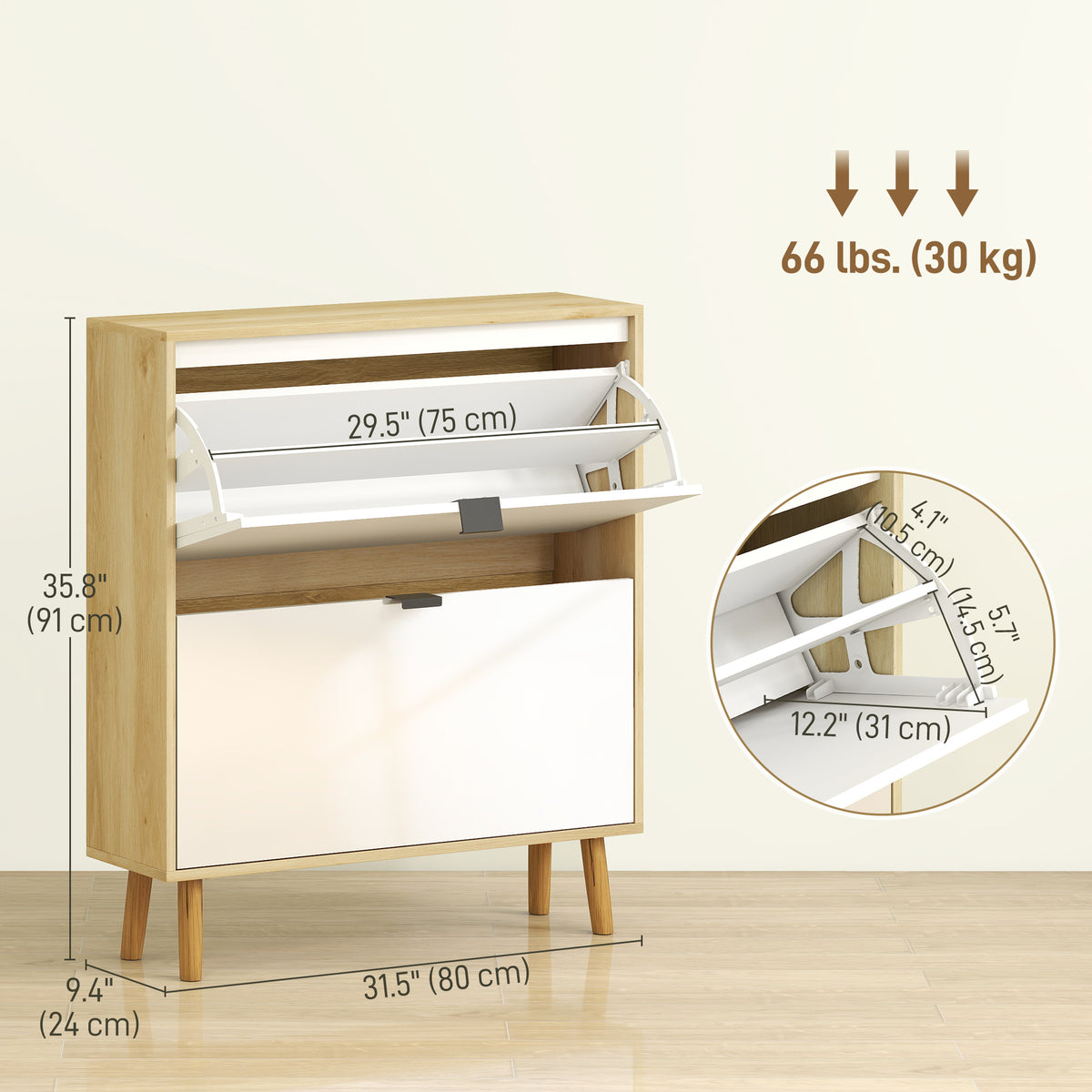Narrow Shoe Cabinet - High Gloss White 16 Pair Storage-Home Furnishings > Storage & Organization > Shoe Storage Cabinets & Racks-DECOROLALA