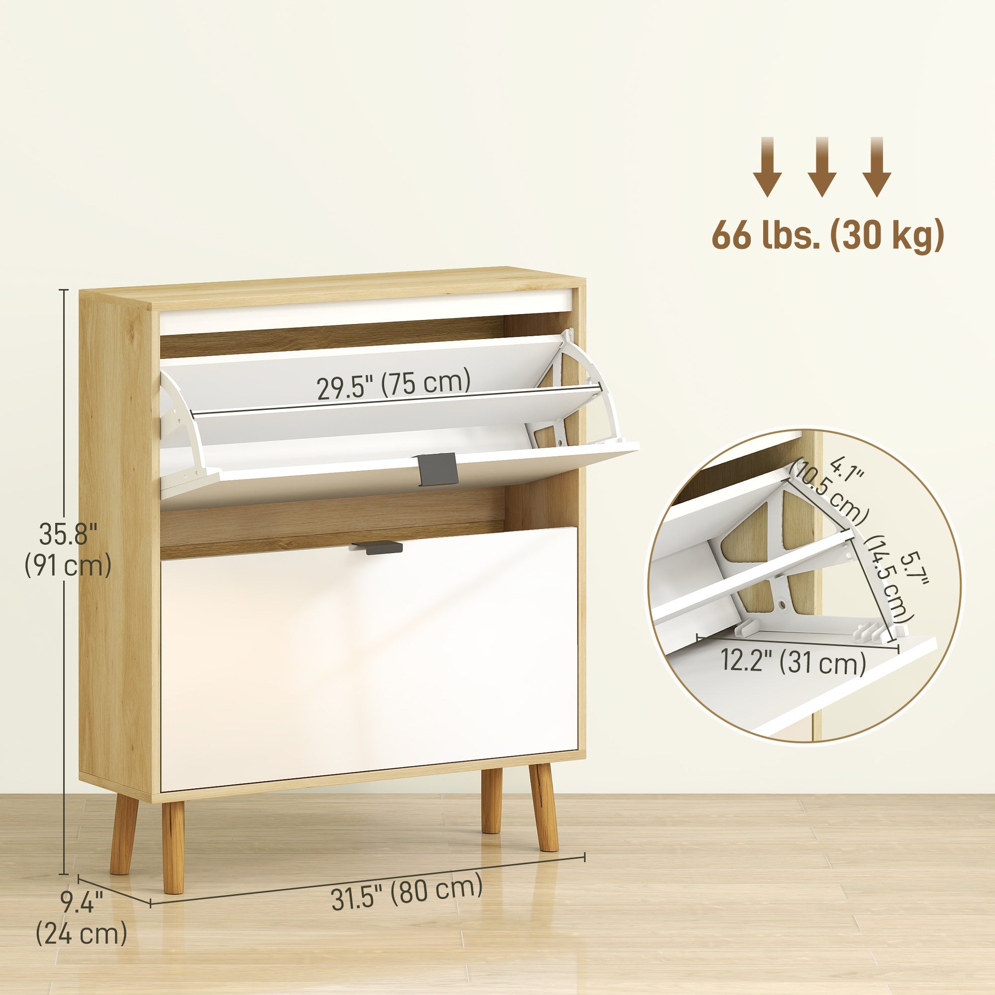 Narrow Shoe Cabinet - High Gloss White 16 Pair Storage-Home Furnishings > Storage & Organization > Shoe Storage Cabinets & Racks-DECOROLALA