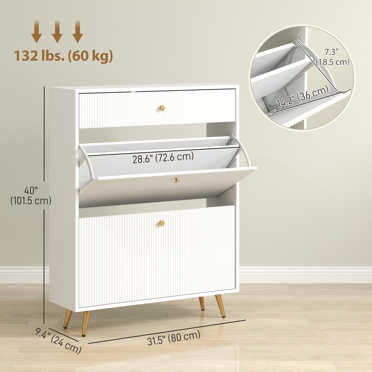 Narrow Shoe Cabinet - White 12 Pair Entryway Storage-Home Furnishings > Storage & Organization > Shoe Storage Cabinets & Racks-DECOROLALA