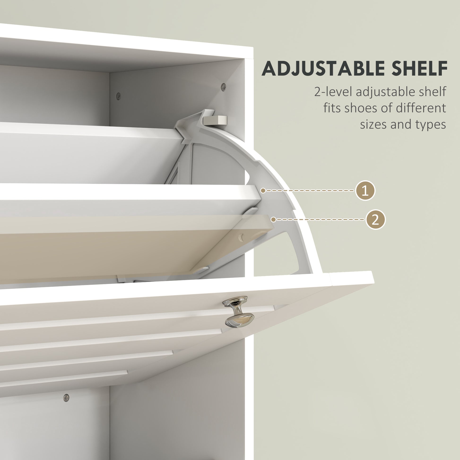 Narrow Shoe Storage Cabinet, 3 Flip Drawers, Adjustable Shelves, 18-24 Pairs Capacity, White-Home Furnishings > Storage & Organization > Shoe Storage Cabinets & Racks-DECOROLALA