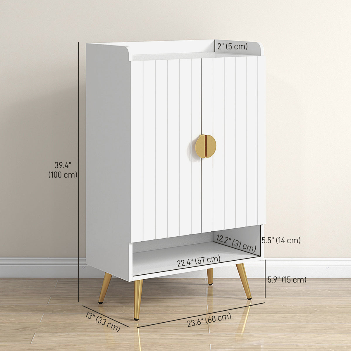 Narrow Shoe Storage Cabinet - White 15 Pair Capacity-Home Furnishings > Storage & Organization > Shoe Storage Cabinets & Racks-DECOROLALA