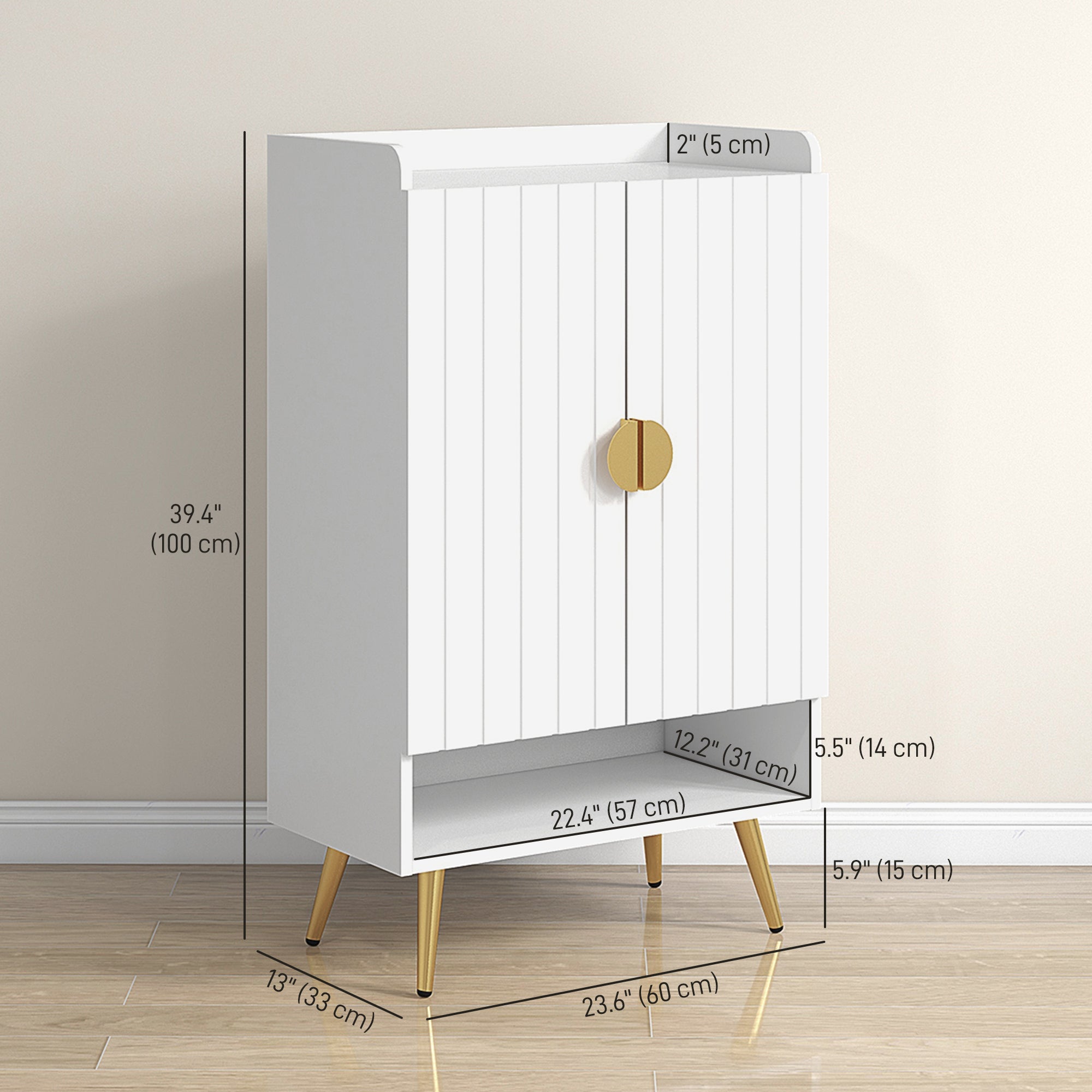 Narrow Shoe Storage Cabinet - White 15 Pair Capacity-Home Furnishings > Storage & Organization > Shoe Storage Cabinets & Racks-DECOROLALA