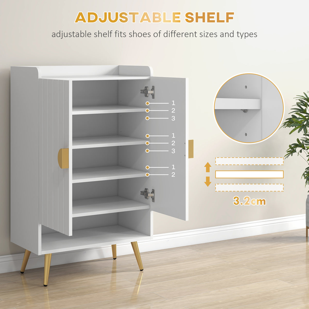 Narrow Shoe Storage Cabinet - White 15 Pair Capacity-Home Furnishings > Storage & Organization > Shoe Storage Cabinets & Racks-DECOROLALA