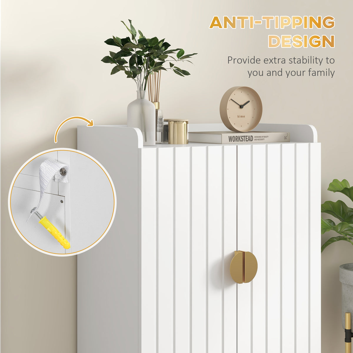 Narrow Shoe Storage Cabinet - White 15 Pair Capacity-Home Furnishings > Storage & Organization > Shoe Storage Cabinets & Racks-DECOROLALA