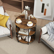 Narrow Side Table with Study Metal Frame and Storage Shelves-Rustic Brown-End & Side Tables-DECOROLALA