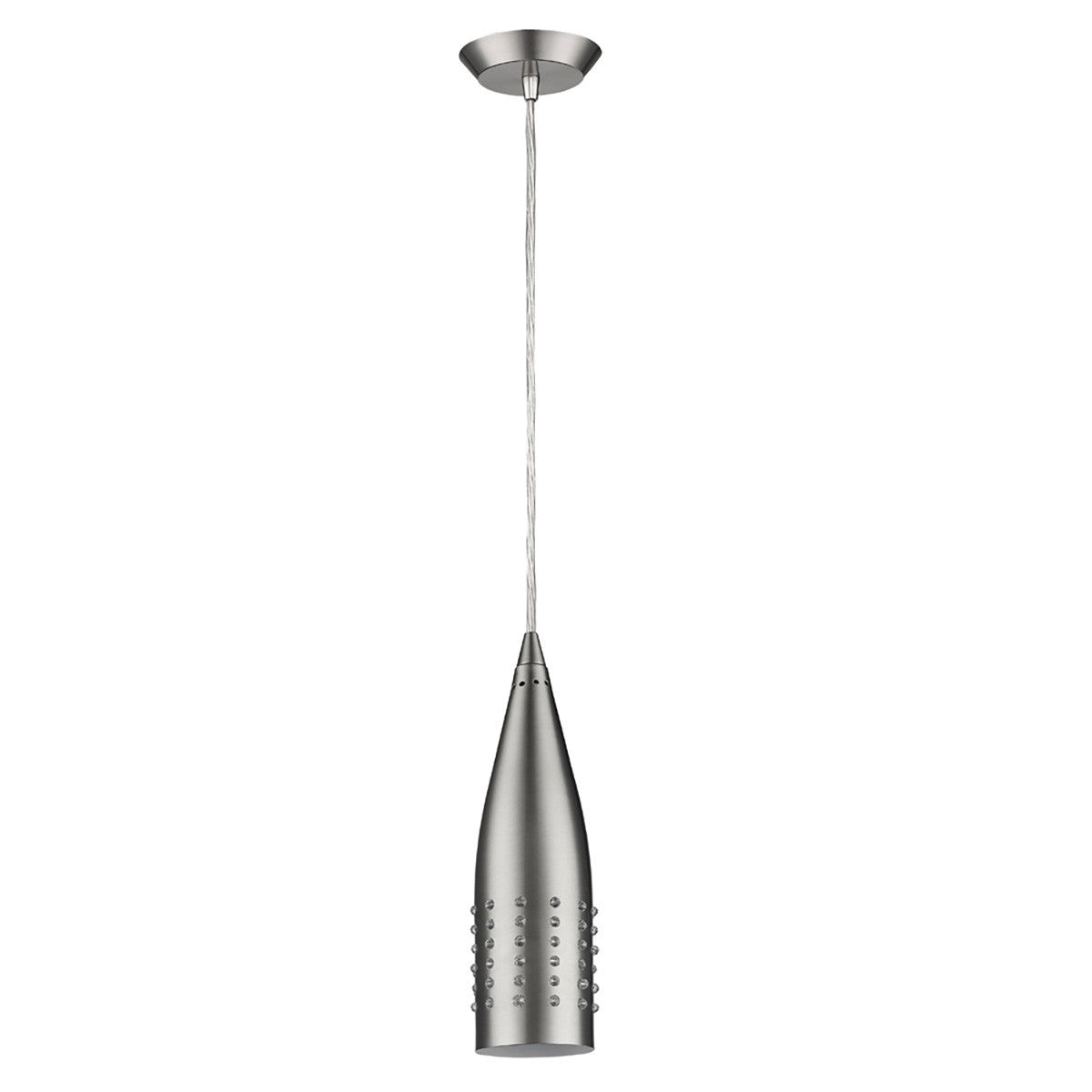 Narrow Silver Hanging Light with Glass Studs-Chandeliers-DECOROLALA