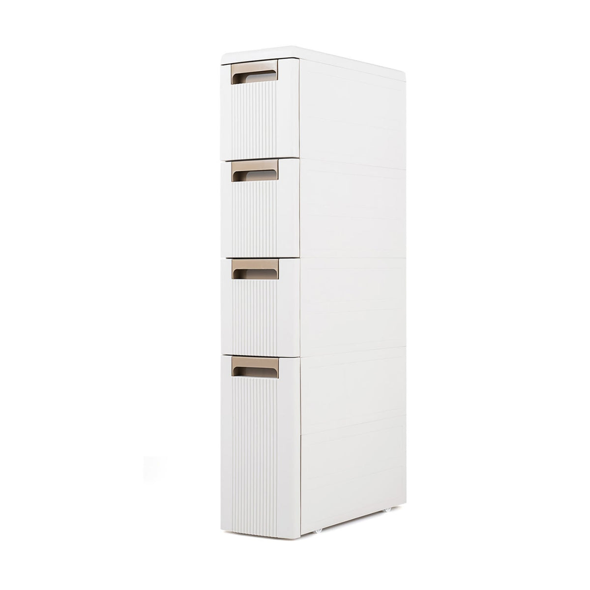 Narrow Storage Cabinet with Drawers and Wheels - 7" Wide Beige-Floor Cabinets-DECOROLALA