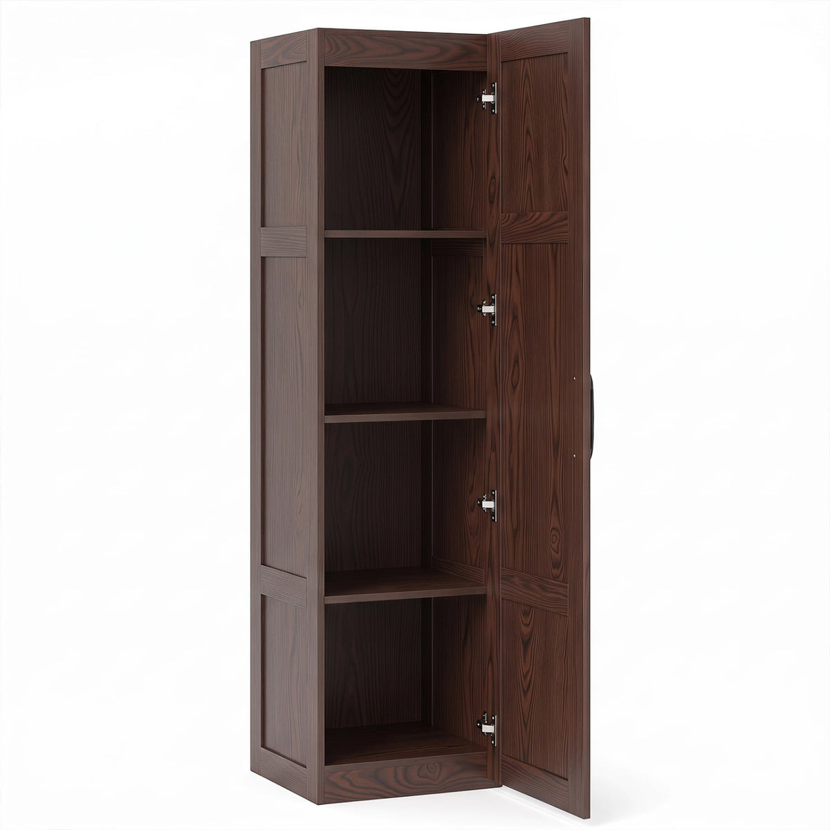 Narrow Tall Storage Cabinet - 59" Slim 4-Shelf Organizer Brown-Floor Cabinets-DECOROLALA