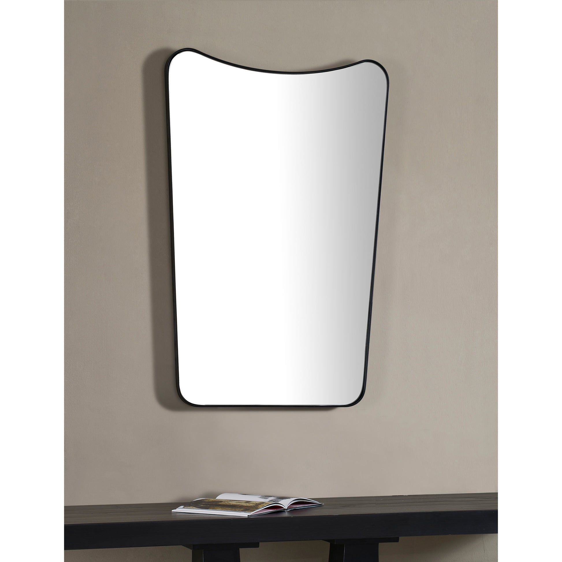 Nashua 36" Tall Rectangle Wall Mirror, Black-Mirror-DECOROLALA