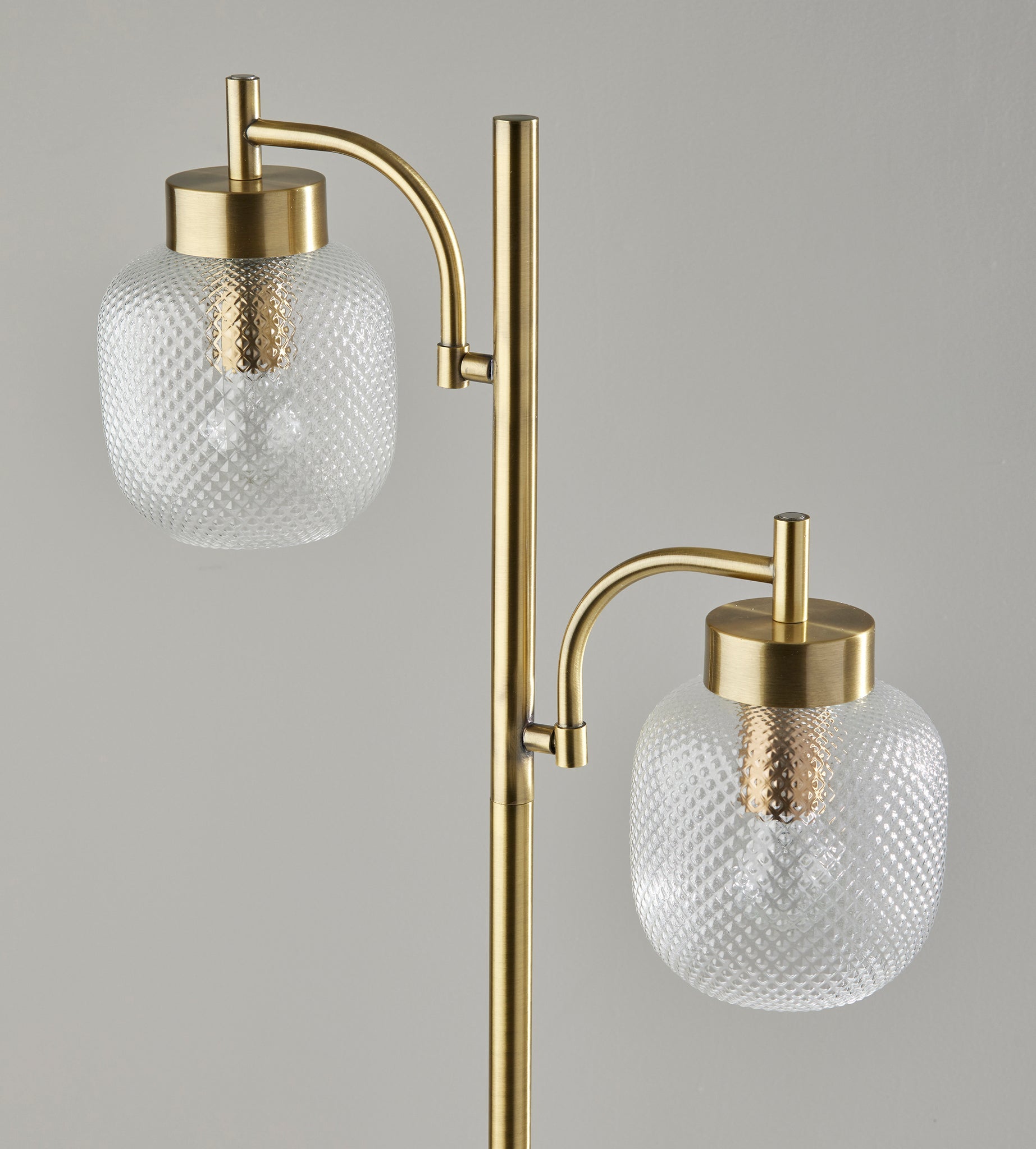 Natasha 2-Light Floor Lamp - Marble Base Brass-Lighting-DECOROLALA