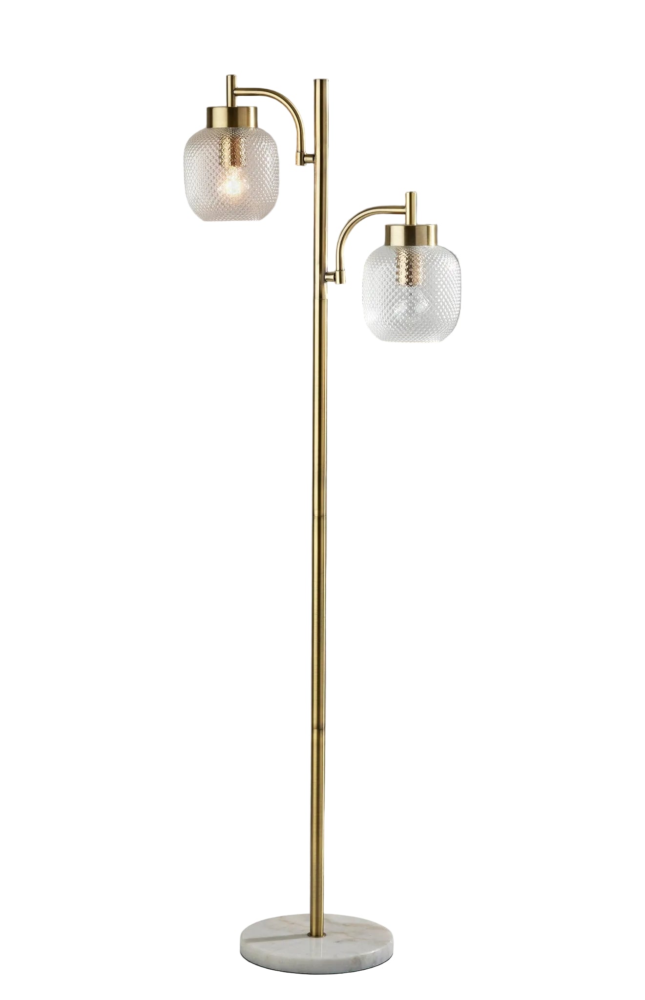 Natasha 2-Light Floor Lamp - Marble Base Brass-Lighting-DECOROLALA
